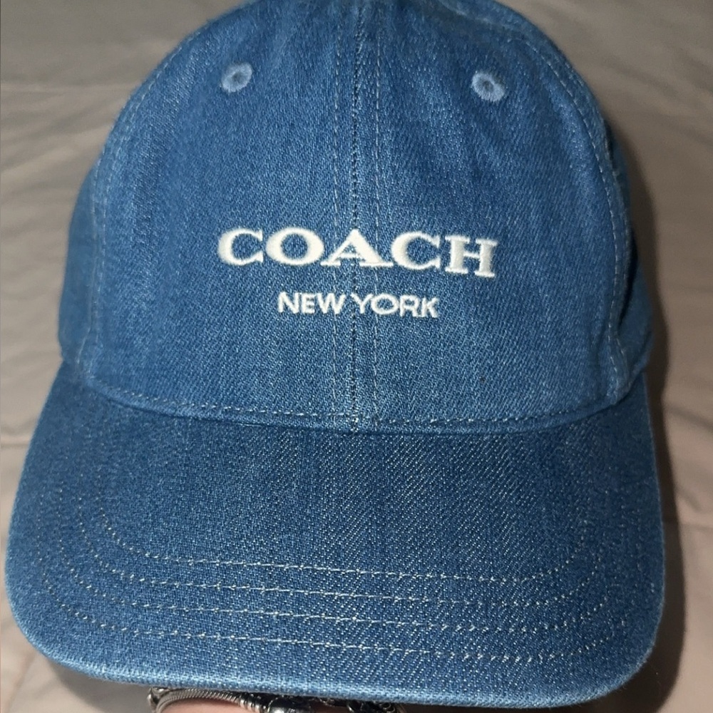 Coach Blue Denim Cap with White Logo